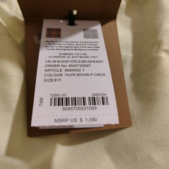 Burberry Checkered Book Tote - FLASH SALE! Approx Measurements 12 H x10 x4 - Picture 5 of 5